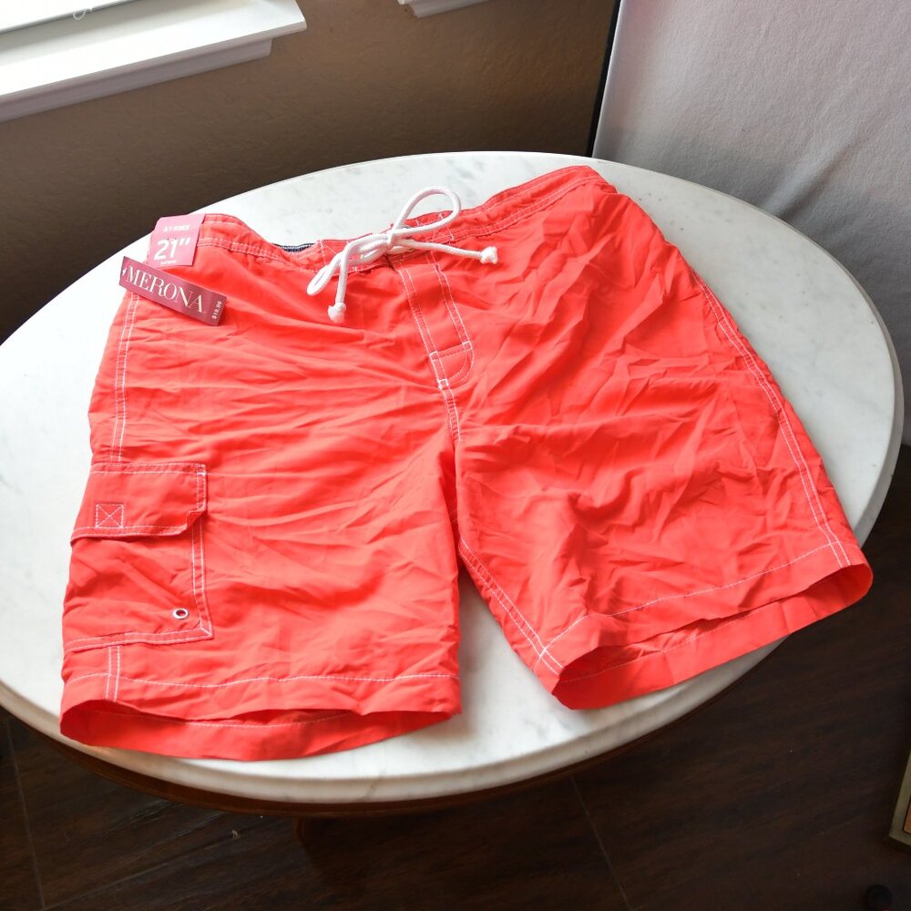 NWT - Merona Faux Board Swim RED Size L